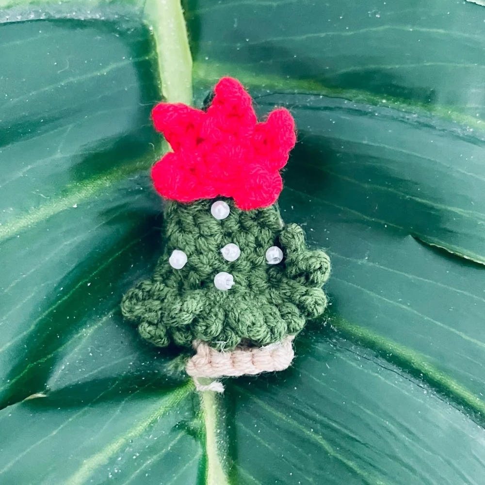 Artisan handcrafted holiday Christmas crochet hair clips Tree, mitten, bows New